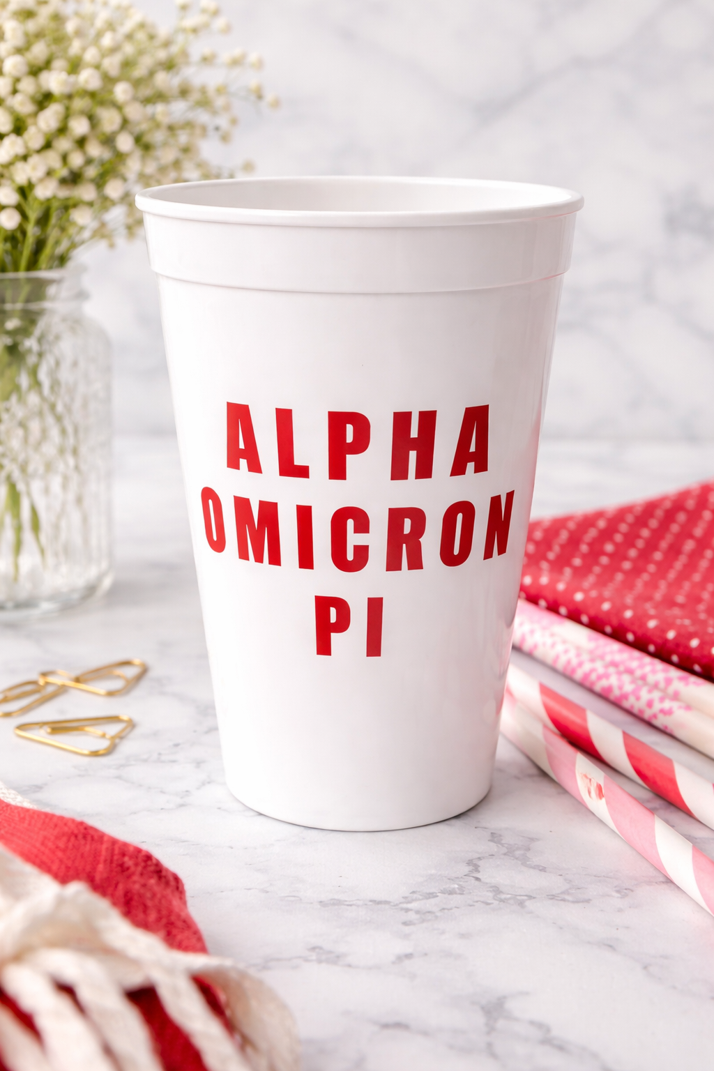 Alpha Omicron Pi Cup- White