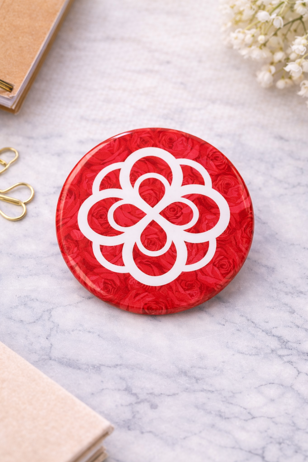 Red Infinity Rose Roses Button