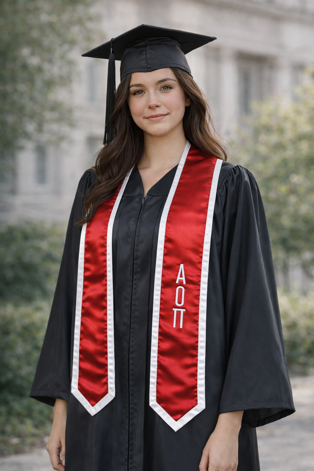 Classic Red with White Trim Stole
