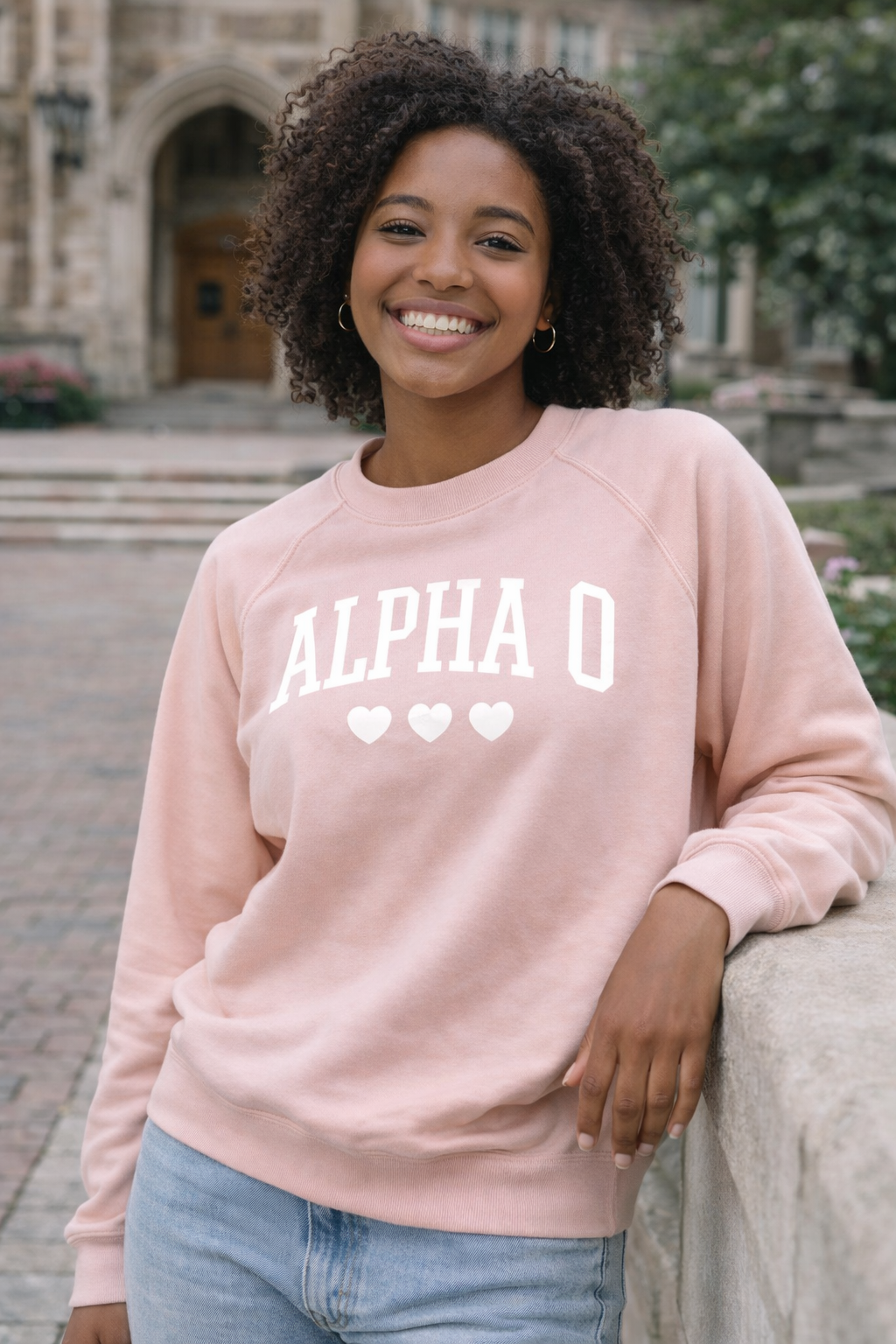 Alpha O Tri-Heart Light Weight Crewneck