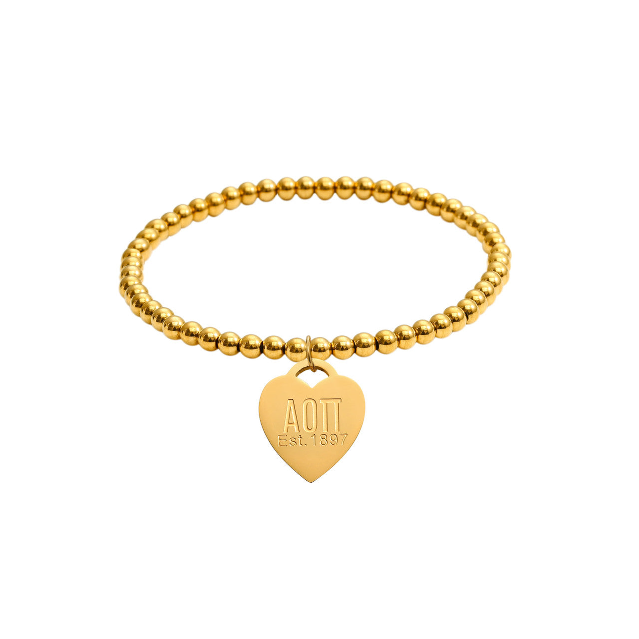 Alpha Omicron Pi- Bead Bracelet - Heart Tag