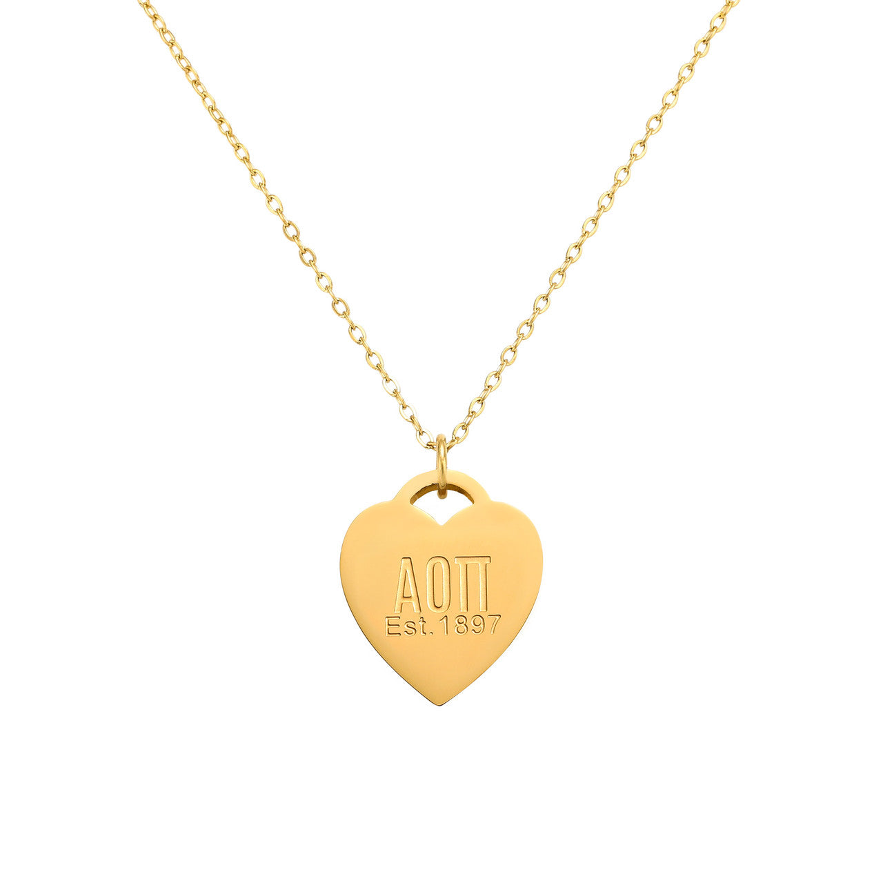 Alpha Omicron Pi - Heart Tag Necklace